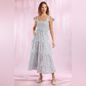 Peach Love CA Smocked Tiered Maxi Dress szS